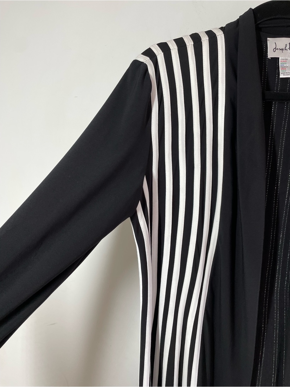 Joseph Ribkoff Black White Striped Open Front Cardigan Minimalist Jacket Size 10 - Picture 4 of 12